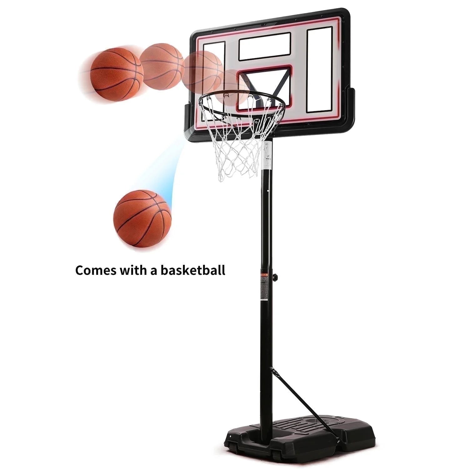 44In Portable Basketball Hoop with Height Adjustable 6.56Ft to 10Ft Basketball Goals for Younger People Indoor Outdoor(With Free Basketabll)